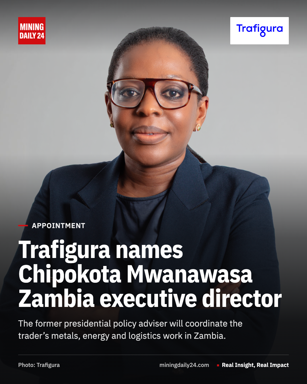 Chipokota Mwanawasa, Trafigura's new executive director for Zambia.